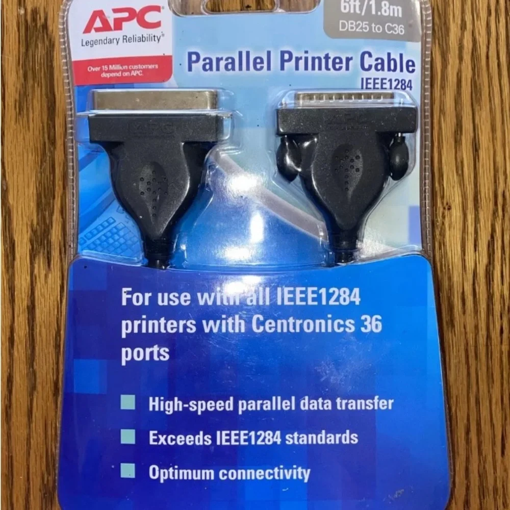 Sealed Box APC IEEE1284 Premium Parallel Printer Cable.  Model 1284-6F-1V.